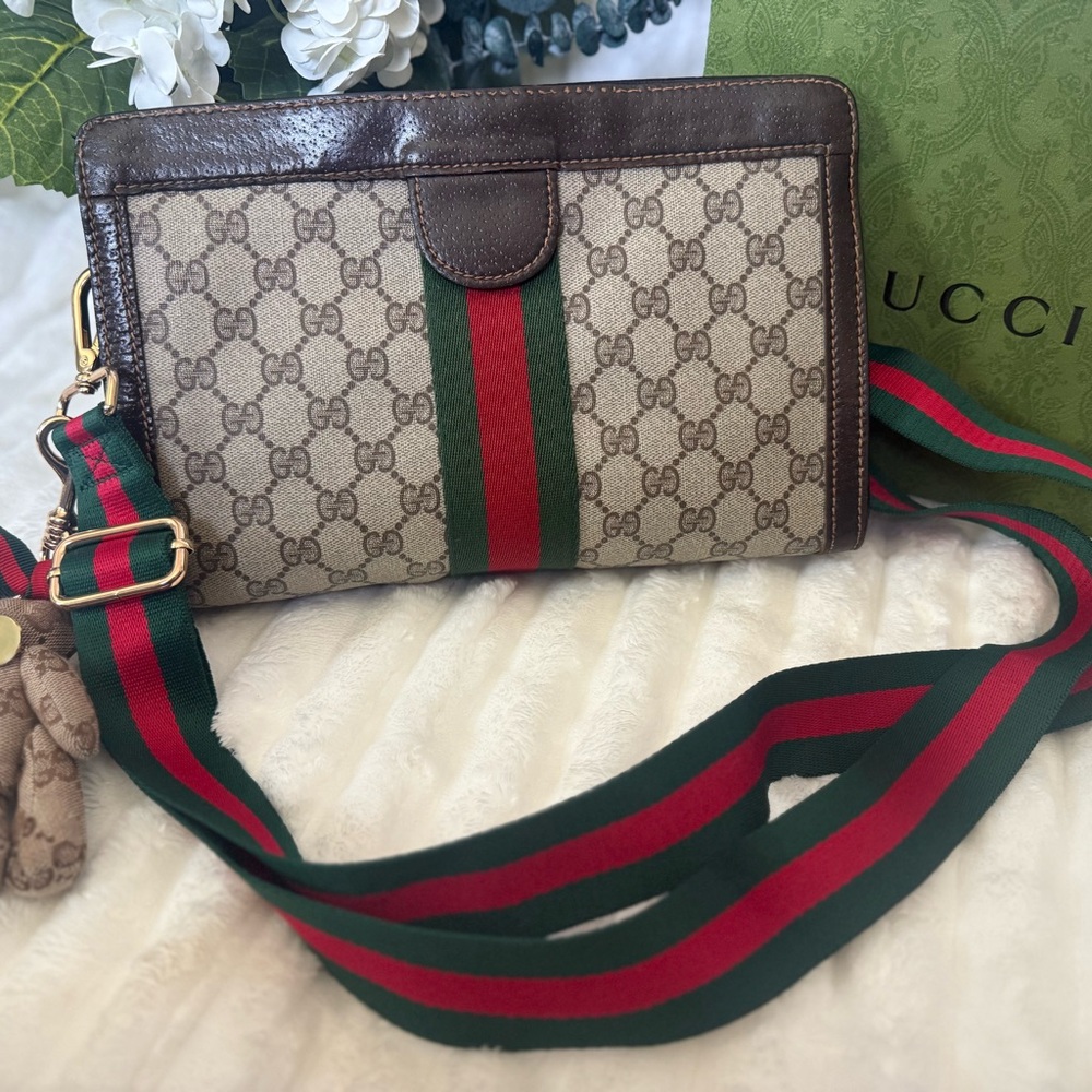 Gucci Web Sherry Line Clutch/ Crossbody Bag